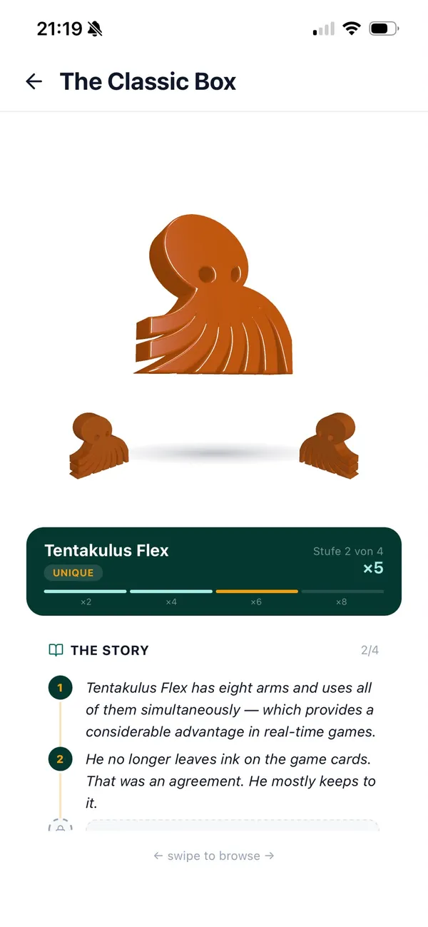 3D collectible figure with story in the Lunedo app